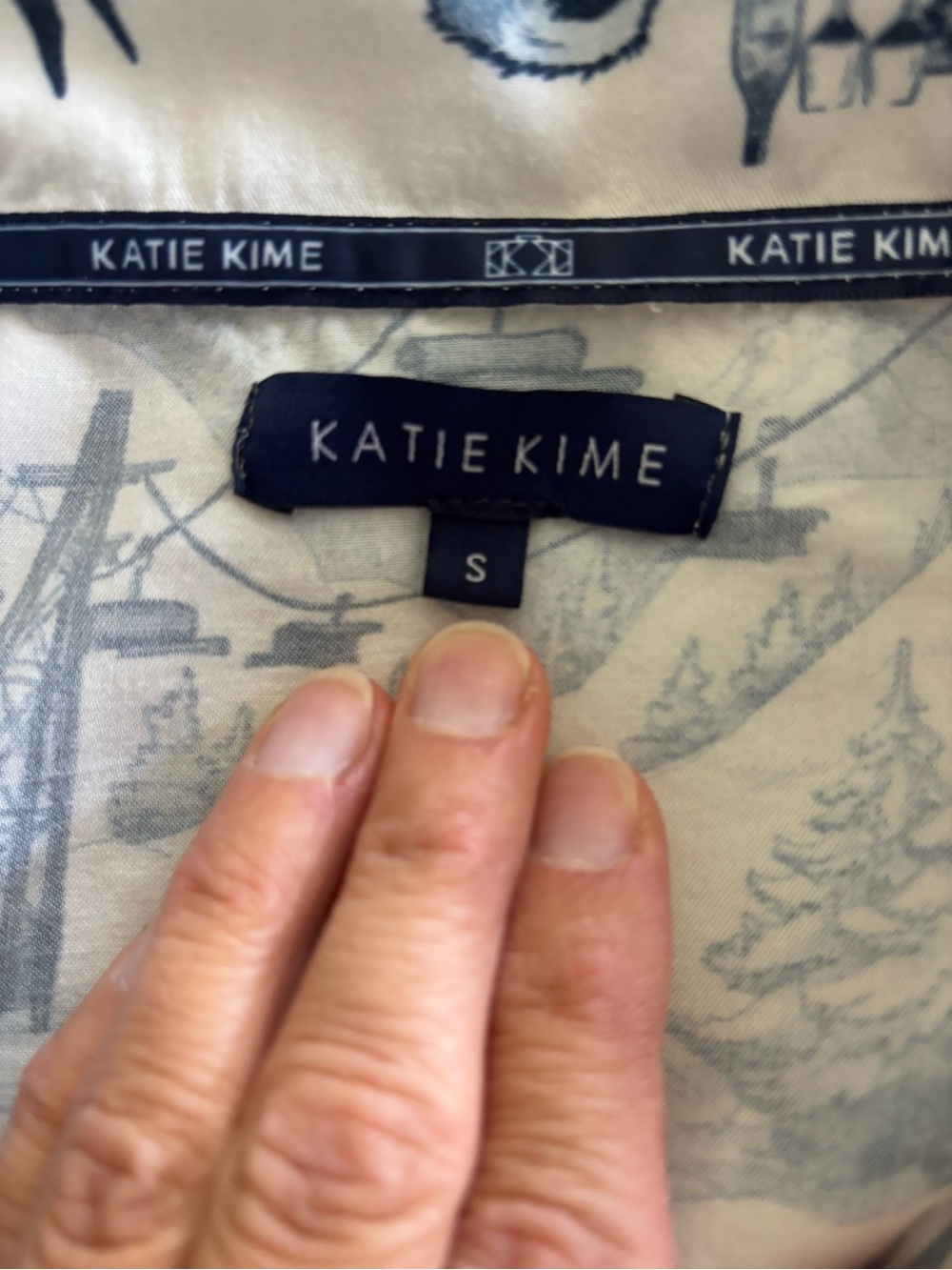Katie Kime Apres Ski Toile Pajama Set Blue White Short Sleeve Pants Small - Picture 7 of 16